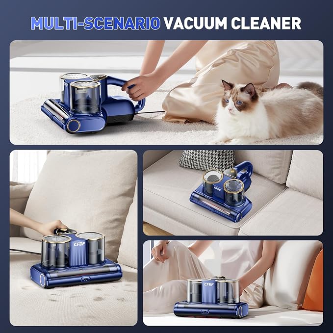 Mattress Vacuum Cleaner, Bed Vacuum Cleaner with 16Kpa Suction 253.7nm UV-C Light, Ultrasonic & High Heating, alternate
