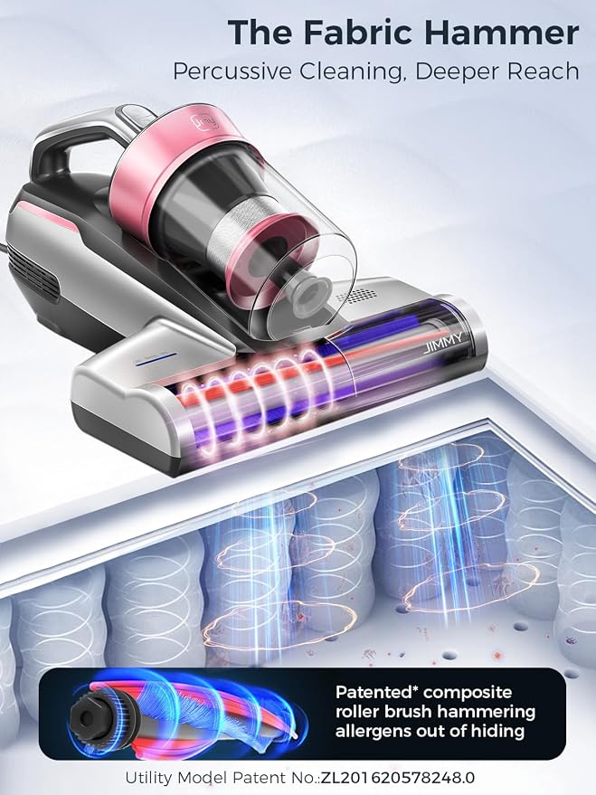 Mattress Vacuum Cleaner, Bed Vacuum Cleaner with UV-C Light & Ultrasonic, 15Kpa Suction 500W Powerful Handheld Vacuums for