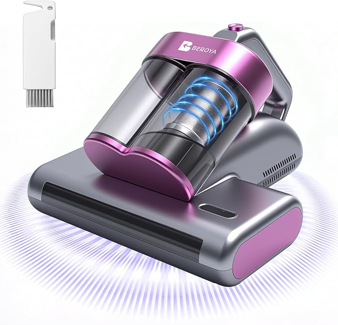 Mattress Vacuum Cleaner UVC 253.7nm Light with 16Kpa Strong Suction, 145°F Heat, Ultrasonic, HEPA Filter, Versatile Bed