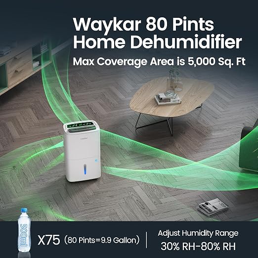 Max 80 Pint/D(Standard 62Pint/D) Energy Star Home Dehumidifier for Spaces up to 5,000 Sq., alternate product view 2