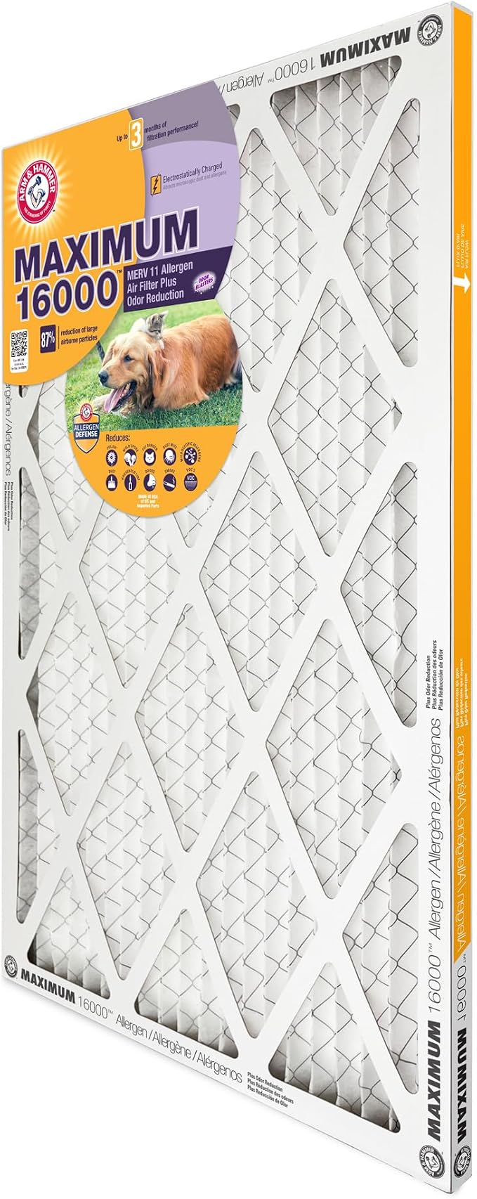 Max Allergen & Odor Reduction 20x20x1 Air and Furnace Filter, MERV 11, 4-Pack, alternate product view 3