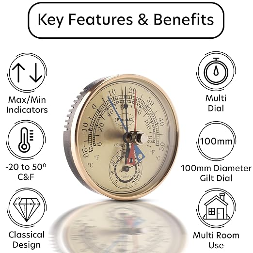 Max Min Thermometer and Hygrometer - Ideal Greenhouse Thermometer and Humidity Meter to Monitor Maximum and Minimum