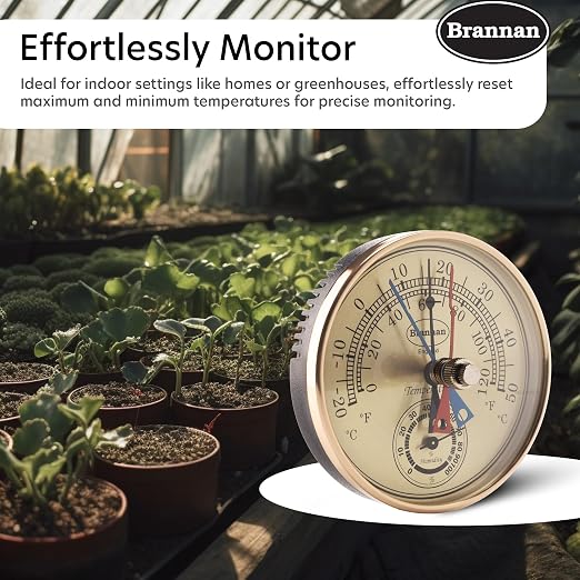 Max Min Thermometer and Hygrometer - Ideal Greenhouse Thermometer and Humidity Meter to Monitor Maximum and Minimum