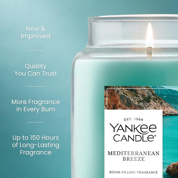 Mediterranean Breeze, Scented Candle, 22oz Large Jar with up to 150 Hour Burn Time, Giftable, alternate product view 3