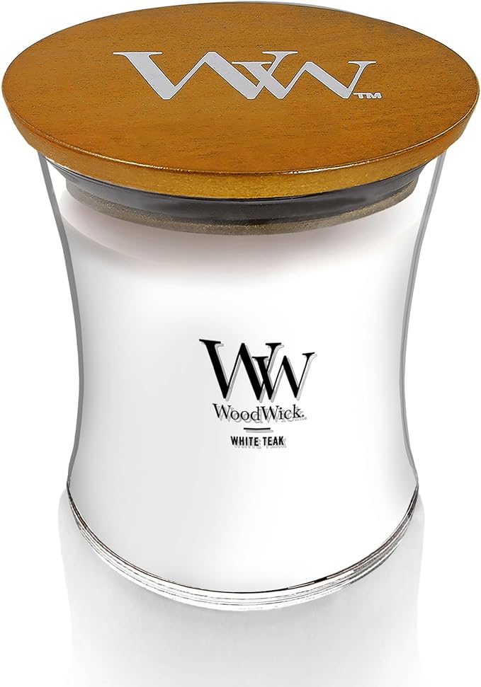 Medium Hourglass Candle White Teak - Premium Soy Blend Wax Pluswick Innovation Made in USA, alternate product view 2