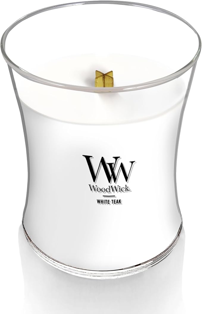 Medium Hourglass Candle White Teak - Premium Soy Blend Wax Pluswick Innovation Made in USA, alternate product view 3