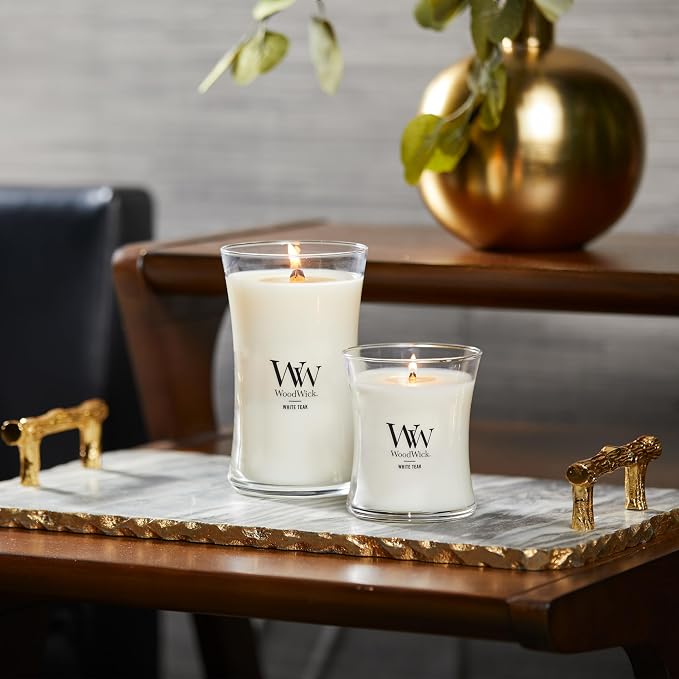Medium Hourglass Candle White Teak - Premium Soy Blend Wax Pluswick Innovation Made in USA, alternate product view 5