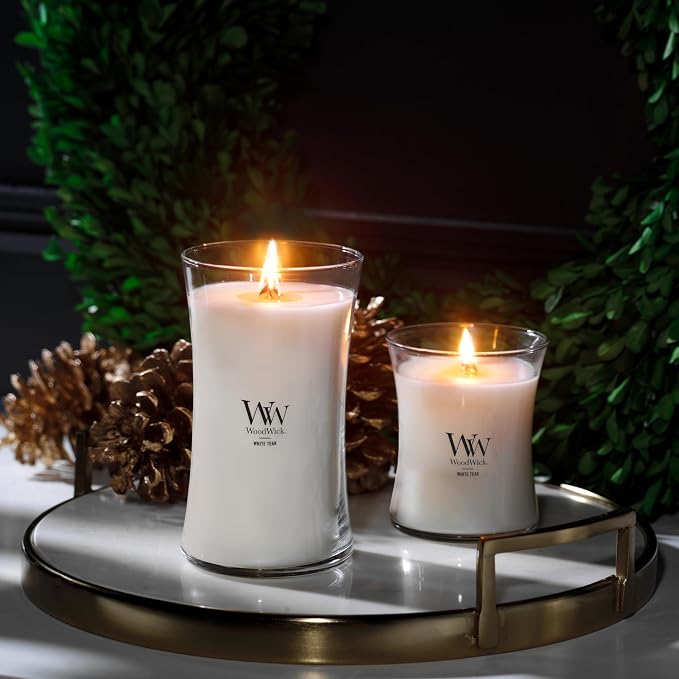 Medium Hourglass Candle White Teak - Premium Soy Blend Wax Pluswick Innovation Made in USA, alternate product view 6