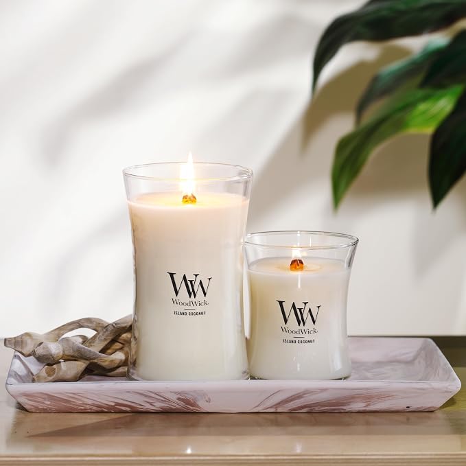 Medium Hourglass Candle White Teak - Premium Soy Blend Wax Pluswick Innovation Made in USA, alternate product view 7