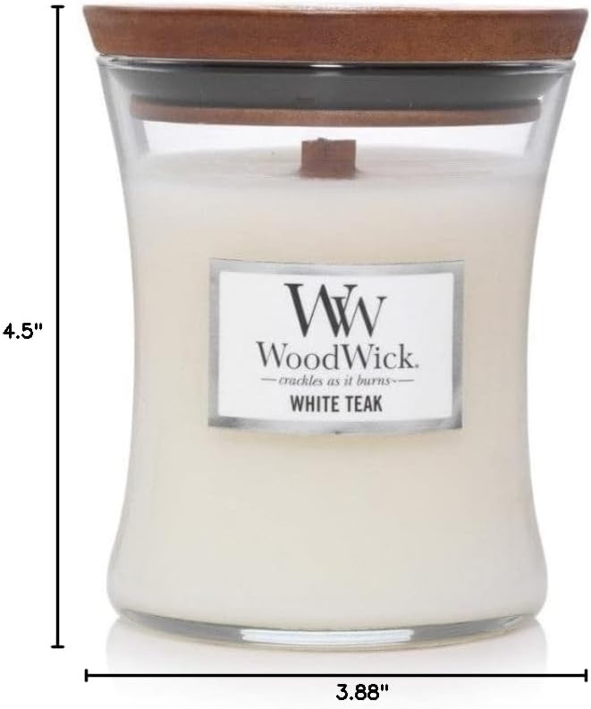 Medium Hourglass Candle White Teak - Premium Soy Blend Wax Pluswick Innovation Made in USA, alternate product view 8