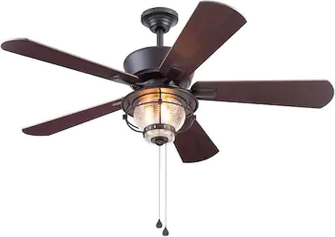 Merrimack II 52-in Matte Bronze LED Indoor/Outdoor Ceiling Fan with Light Kit (5-Blade), product image