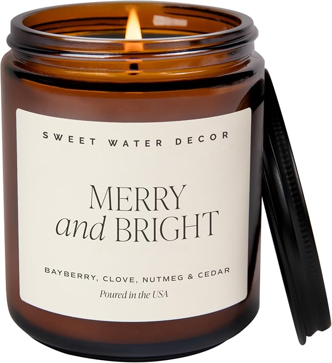 Merry and Bright Candle - Bayberry, Fir, Nutmeg, and Clove Winter made from natural materials Christmas, product image