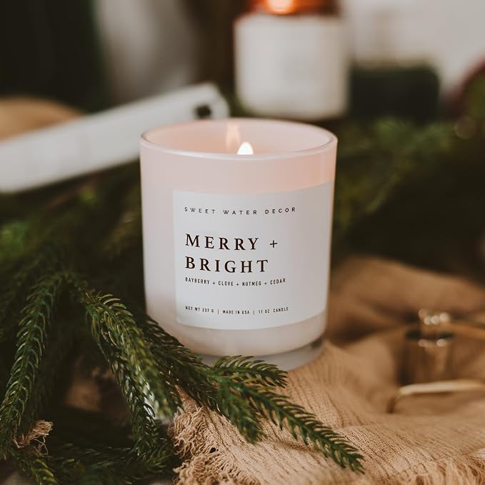 Merry and Bright Soy Christmas Candle - Bayberry, Clove, Nutmeg, alternate product view 5