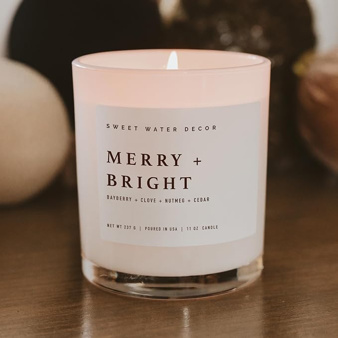 Merry and Bright Soy Christmas Candle - Bayberry, Clove, Nutmeg, alternate product view 9