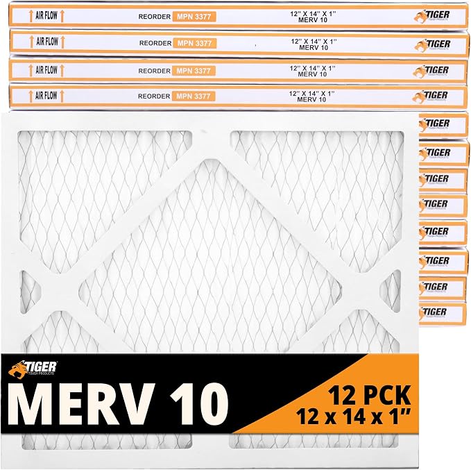 MERV 10 Air Filters, 12x14x1 – MPR 1000 Pleated HVAC AC Furnace Filter Replacement for Home, Pack of 12, product image