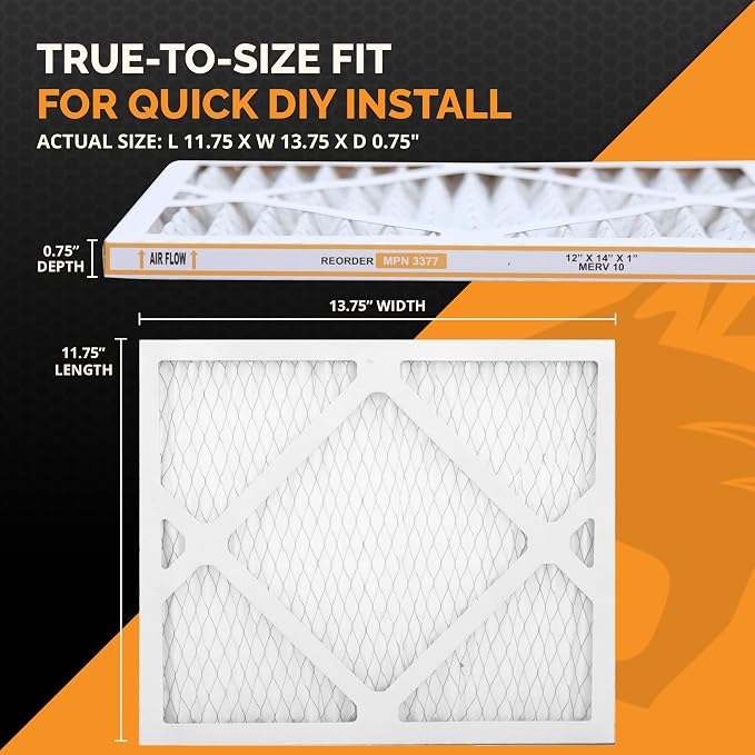 MERV 10 Air Filters, 12x14x1 – MPR 1000 Pleated HVAC AC Furnace Filter Replacement for Home, Pack of 12, alternate product