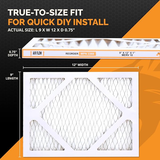 MERV 10 Air Filters, 9x12x1 – MPR 1000 Pleated HVAC AC Furnace Filter Replacement for Home, Pack of 4, alternate view 2