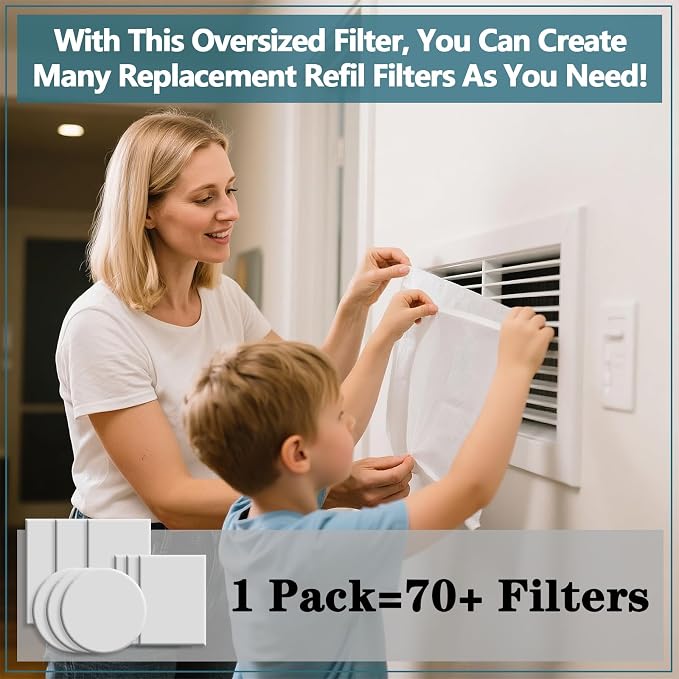 MERV 13 Filter Material, 23 Ft2 Cut to Fit Air Filter Material for Captures Dust and Pet Dander as Small as 0.3 Microns.