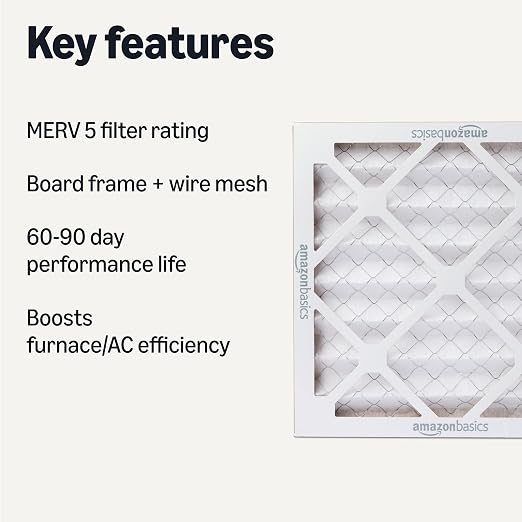 MERV 5 AC Furnace Air Filter, 12x12x1 inches, 6-Pack (Actual size: 11.75" x 11.75" x 0.75"), alternate product view 2
