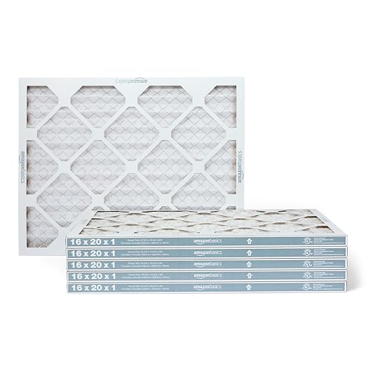 MERV 5 AC Furnace Air Filter, 16x20x1 inches, 6-Pack (Actual Size: 15.75" x 19.75" x 0.75"), product image