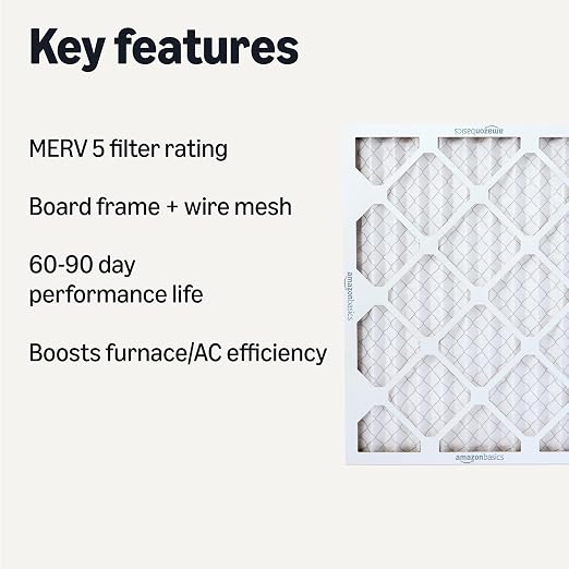MERV 5 AC Furnace Air Filter, 16x20x1 inches, 6-Pack (Actual Size: 15.75" x 19.75" x 0.75"), alternate product view 2