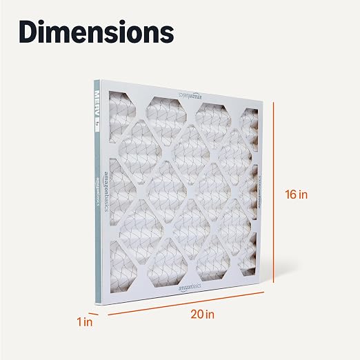 MERV 5 AC Furnace Air Filter, 16x20x1 inches, 6-Pack (Actual Size: 15.75" x 19.75" x 0.75"), alternate product view 5