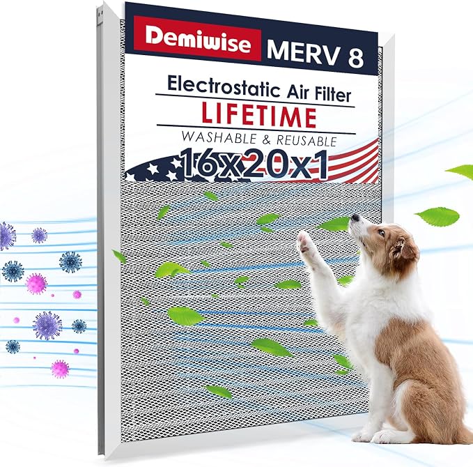 MERV 8 16x20x1 Washable Aluminum Lifetime Furnace Filter, Reusable AC/HVAC Filter, Permanent Air Filter, Easy to Clean