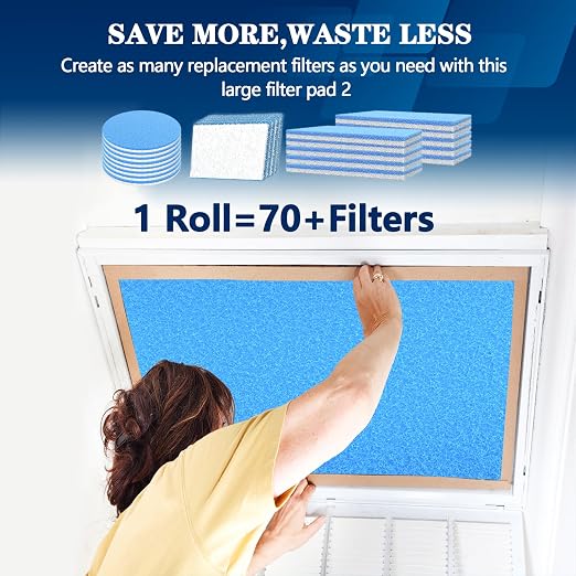 MERV 8 Air Vent Filters, 12" x 140"Cut to Fit Air Filter Material (70+ Filters),Electrostatic Triple Vent Filter for