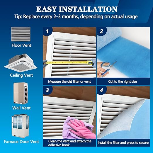 MERV 8 Air Vent Filters, 16" x 120"Cut to Fit Air Filter Material (80+ Filters),Electrostatic Triple Vent Filter for