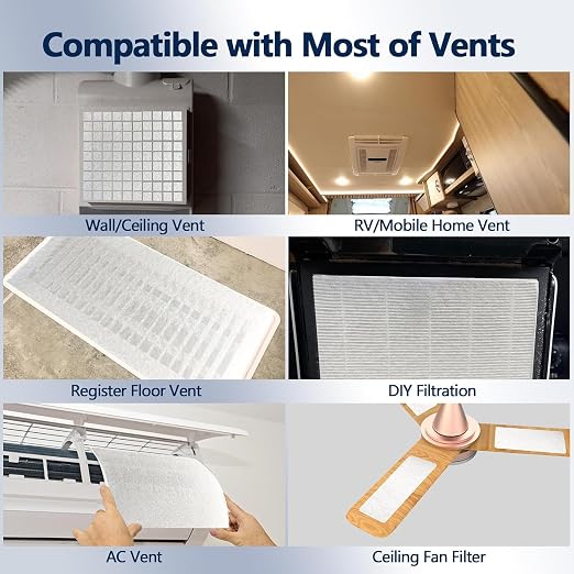 MERV 8 Air Vent Filters, 20" x 140"Cut to Fit Air Filter Material (100+ Filters),Electrostatic Triple Vent Filter for Floor