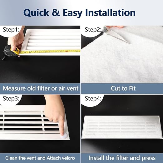 MERV 8 Air Vent Filters, 20" x 140"Cut to Fit Air Filter Material (100+ Filters),Electrostatic Triple Vent Filter for Floor