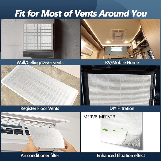 MERV 8 Air Vent Filters,20" x 98" Cut to Fit Air Filter (60+ Filters),Electrostatic Filter Media for Air Vents,Air, alternate