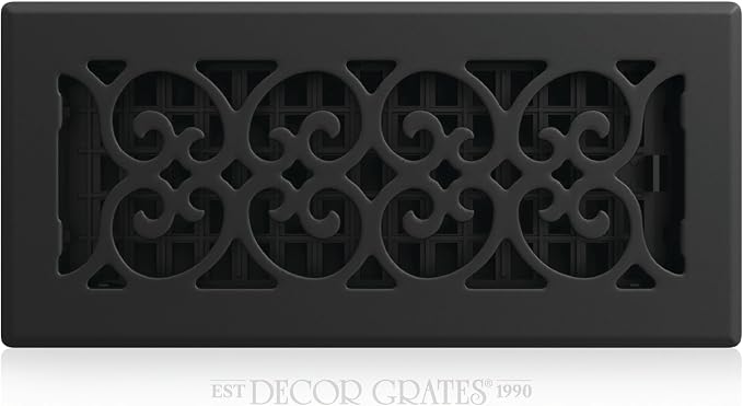 Metal Scroll Decorative Air Vent Cover 4x10 Floor Register – Adjustable Control Lever – AC Floor Vent Covers for Home Floor
