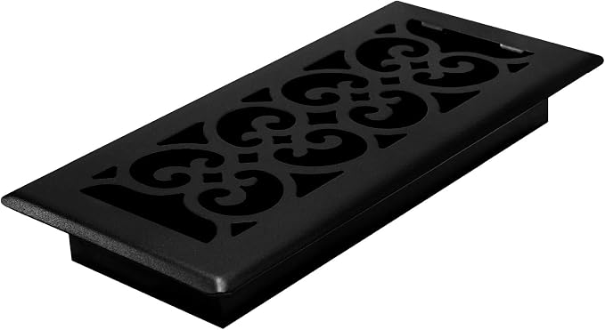 Metal Scroll Decorative Air Vent Cover 4x10 Floor Register – Adjustable Control Lever – AC Floor Vent Covers for Home Floor