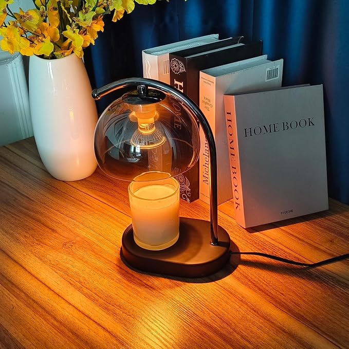 Mid Century Somky Gray Glass Candle Warmer Lamp with Timer & Dimmer, Mothers Day Birthday Gifts for Women Mom, House Warming