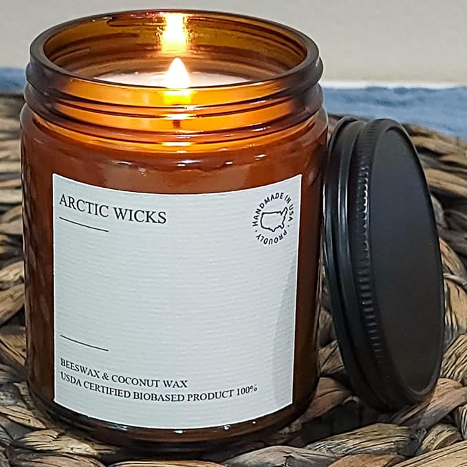 Midnight Whispers Scented Candle | 9oz Amber Jar | made from natural materials Coconut & Beeswax Candles |, alternate product