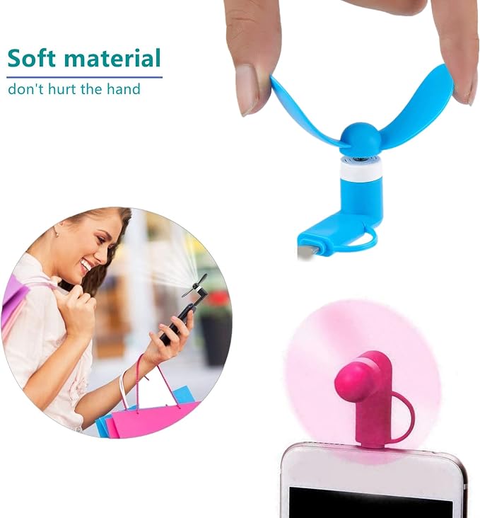 Mini 2-in-1 Cell Phone Fan for iPhone and Android Cellphones with Type C/USB C Port (4 Pack), alternate product view 4
