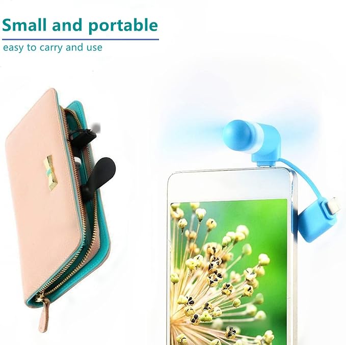 Mini 2-in-1 Cell Phone Fan for iPhone and Android Cellphones with Type C/USB C Port (4 Pack), alternate product view 5