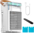 Mini Air Conditioner, Rechargeable Built-in Battery, Portable Evaporative Air Cooler w/Remote, 7H Auto-off, Water Tank & 2