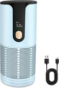 Mini Car Air Purifier-Cordless True HEPA Portable Small Air Purifier, LCD Display&15dB Quiet,Filters 99.97% of