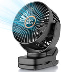 Mini Clip on Fan, Battery Operated Desk Fan, Digital display,3 Speeds Adjustable, Bidirectional 360 ° Adjustable, Super