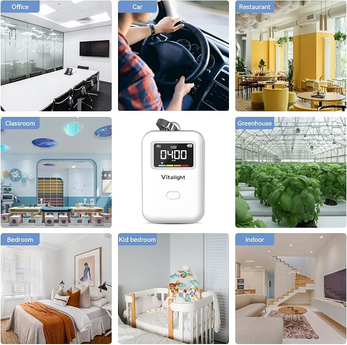 Mini CO2 Detector, Air Quality Monitor, Stylish and Lightweight CO2 Monitor for Travel Home Indoor,You Can Use Anywhere