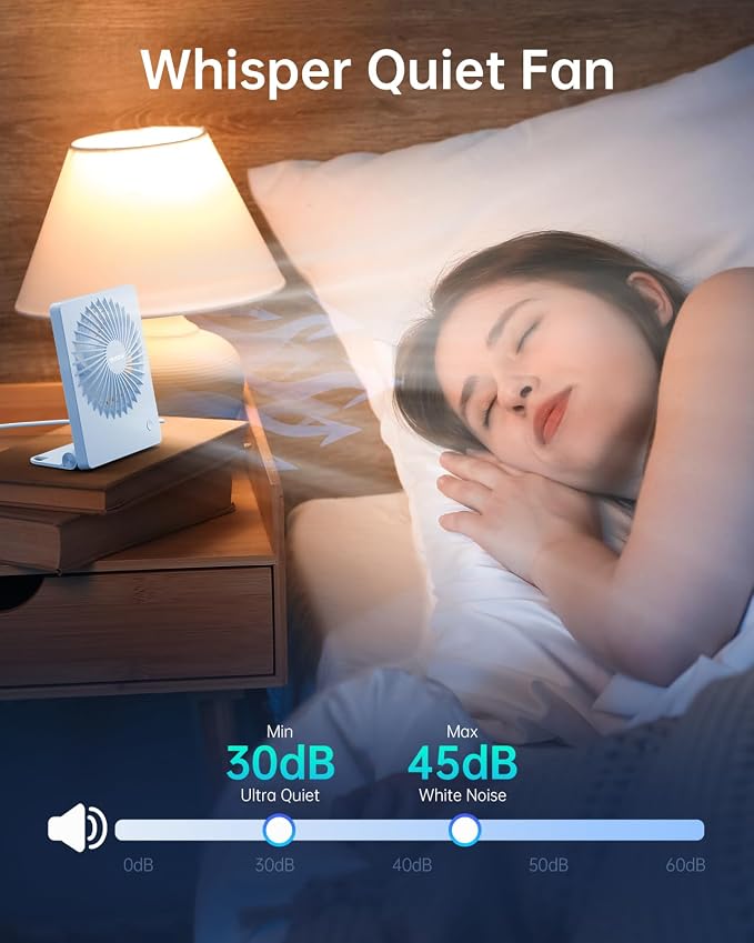 Mini Desk Fan USB Powered Portable Fan Small Personal Fan 3 Speeds Strong Airflow Table Fan for Travel Home Office Bedroom