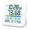 Mini Digital Indoor Thermometer Hygrometer Clock, Room Temperature Humidity Monitor with Calibration, Backlight, product