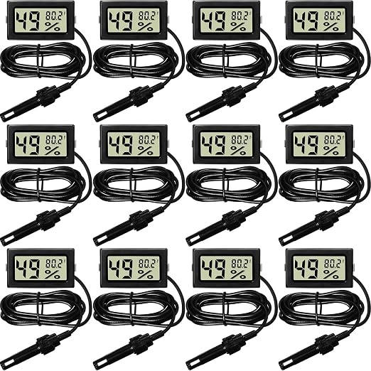 Mini Digital Temperature Humidity Meters Gauge with Probe Gauge LCD Fahrenheit Display Thermometer Hygrometer