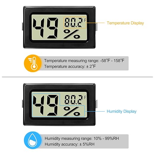 Mini Digital Temperature Humidity Meters Gauge with Probe Gauge LCD Fahrenheit Display Thermometer Hygrometer, alternate view