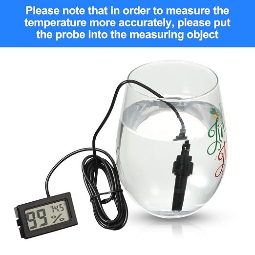 Mini Digital Temperature Humidity Meters Gauge with Probe Gauge LCD Fahrenheit Display Thermometer Hygrometer, alternate view