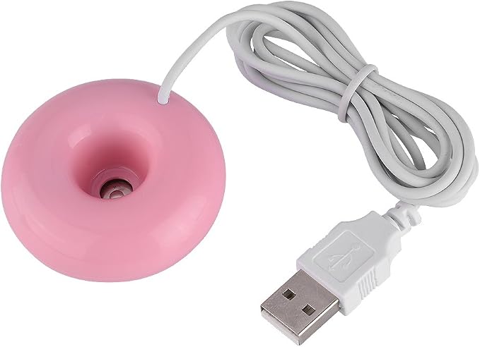 Mini Donut USB Humidifier, Portable Mini Doughnut Shaped USB Atomization Spray Humidifier for Home Office Car (Roseate)