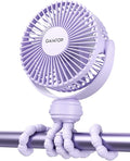 Mini Electric Fan with 360 Rotation, 5.5mm Gaps, Rechargeable Battery, 3 Speeds, Purple in purple.
