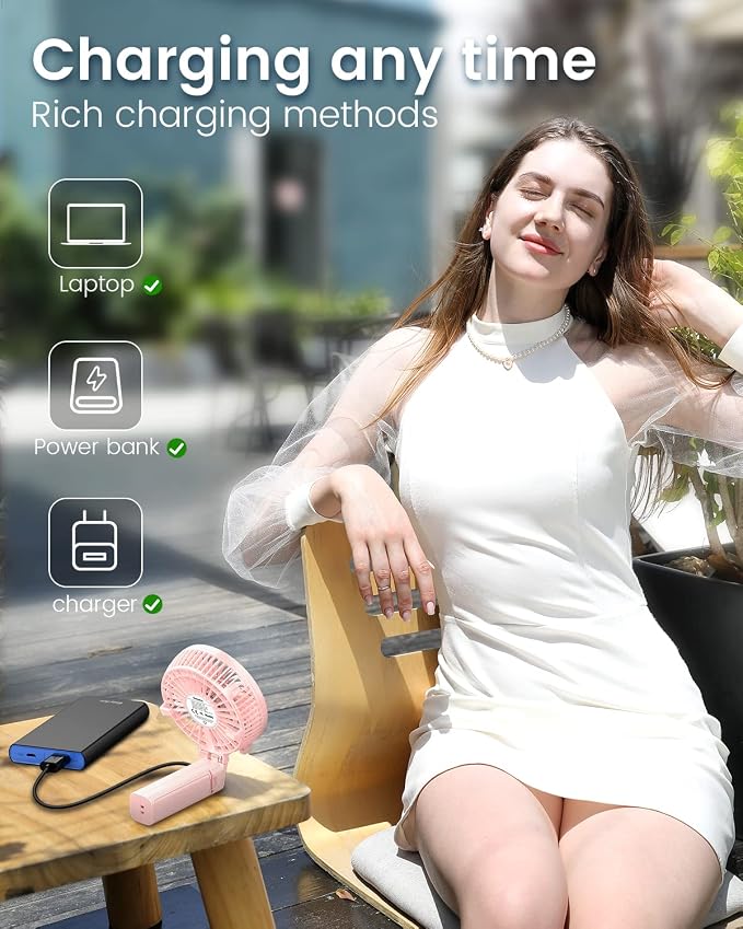 Mini Handheld Fan, Personal Cooling Fan Folding USB Desk Fan Small Portable Table Fan for Travel Camping Outdoors Office